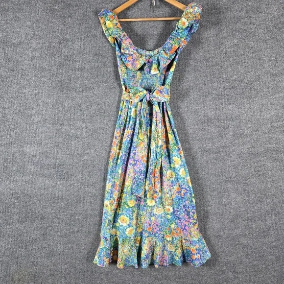 Show Me Your Mumu Alexis Midi Dress XS Painterly Petals Floral CoquetteNWOT - Picture 8 of 11